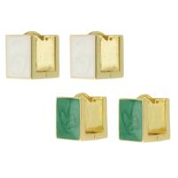 Messing Huggie Hoop Ohrringe, goldfarben plattiert, Modeschmuck & für Frau & Emaille, keine, 9.50x13x12mm, verkauft von Paar