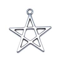 Tibetan Style Star Pendant, antique silver color plated, vintage & DIY & hollow, nickel, lead & cadmium free, 22x25mm, Sold By PC
