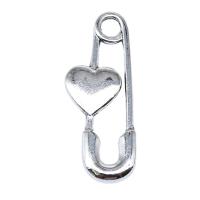 Zinc Alloy Pendants Safety Pin antique silver color plated vintage & DIY & hollow nickel lead & cadmium free Sold By PC
