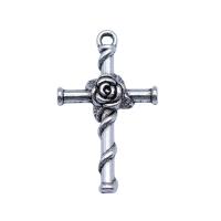 Tibetan Style Cross Pendants, antique silver color plated, vintage & DIY, nickel, lead & cadmium free, 15x26mm, Sold By PC