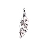 Tibetan Style Feather Pendants, antique silver color plated, vintage & DIY, nickel, lead & cadmium free, 6x23mm, Sold By PC