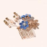 Bridal Decorative Hair Comb, Tibetan Style, with Plastic Pearl, fashion jewelry & for woman & with rhinestone, more colors for choice, nickel, lead & cadmium free, 80x62mm, Sold By PC