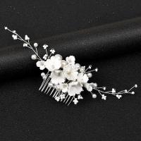 Bridal Decorative Hair Comb, Tibetan Style, with Porcelain & Plastic Pearl, fashion jewelry & for woman, more colors for choice, nickel, lead & cadmium free, 160x70mm, Sold By PC