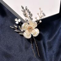 Hair Stick Zinc Alloy with Plastic Pearl fashion jewelry & for woman & with rhinestone nickel lead & cadmium free Sold By PC