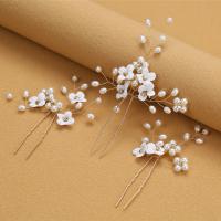 Hair Stick Zinc Alloy with Plastic Pearl three pieces & for woman & with rhinestone nickel lead & cadmium free Sold By Set