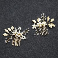 Braut Dekoratives Haarkämmchen, Zinklegierung, mit Kristall & Kunststoff Perlen, 2 Stück & für Frau & mit Strass, keine, frei von Nickel, Blei & Kadmium, 90x70mm, verkauft von setzen