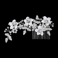 Bridal Decorative Hair Comb Zinc Alloy with Plastic Pearl fashion jewelry & for woman & with rhinestone nickel lead & cadmium free Sold By PC