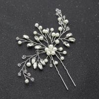 Hair Stick, Tibetan Style, with Plastic Pearl, fashion jewelry & for woman & with rhinestone, more colors for choice, nickel, lead & cadmium free, 140x110mm, Sold By PC