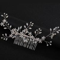 Braut Dekoratives Haarkämmchen, Zinklegierung, mit Kunststoff Perlen, Modeschmuck & für Frau & mit Strass, keine, frei von Nickel, Blei & Kadmium, 160x70mm, verkauft von PC