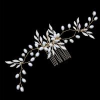 Braut Dekoratives Haarkämmchen, Zinklegierung, mit Kunststoff Perlen, Modeschmuck & für Frau, goldfarben, frei von Nickel, Blei & Kadmium, 65x140mm, verkauft von PC