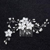 Bridal Decorative Hair Comb Brass with Crystal & Plastic Pearl fashion jewelry & for woman nickel lead & cadmium free Sold By PC