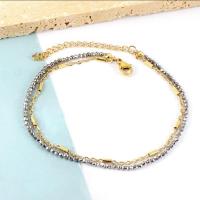 Stainless Steel Anklet 304 Stainless Steel Vacuum Ion Plating Double Layer & for woman Sold By Strand