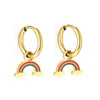 Stainless Steel Drop Earring, 304 Stainless Steel, Rainbow, Vacuum Ion Plating, fashion jewelry & for woman, more colors for choice, 1.8*11.3mm,9.8*5mm, Sold By Pair