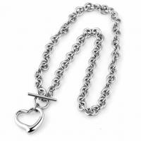 Stainless Steel Jewelry Necklace, 304 Stainless Steel, Heart, fashion jewelry & different styles for choice & for woman, original color, 8mm,20mm, Length:Approx 17.72 Inch, Approx 8.27 Inch, Sold By PC