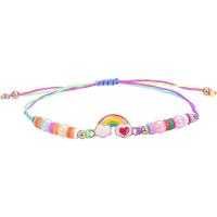 Fashion Bracelet & Bangle Jewelry Knot Cord with Polymer Clay & Plastic Pearl & Zinc Alloy Cloud handmade random style & Unisex & adjustable mixed colors Length Approx 9-29 cm Sold By PC