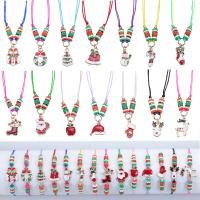Jewelry Sets, bracelet & necklace, Knot Cord, with Polymer Clay & Tibetan Style, handmade, Christmas Design & Unisex & different styles for choice & enamel, more colors for choice, nickel, lead & cadmium free, bracelet:8-28cm,necklace:8-65cm, Sold By PC