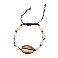 Bracelet bijoux coquillage, coquille, avec corde de cire, coquille, fait à la main, 2 pièces & unisexe & réglable, Longueur:Environ 18-30 cm, Vendu par fixé