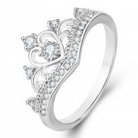 Cubic Zirconia Micro Pave Brass Ring Cupronickel Crown plated & micro pave cubic zirconia & for woman US Ring Sold By PC
