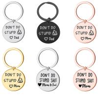 Bag Purse Charms Keyrings Keychains, 304 Stainless Steel, Flat Round, Vacuum Ion Plating, Unisex & with letter pattern, more colors for choice, 28x28mm, Sold By PC