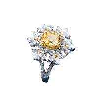 Anilo de dedo, metal, Flor, chapado, ajustable & micro arcilla de zirconia cúbica & para mujer & con diamantes de imitación, tamaño:6-8, Vendido por UD
