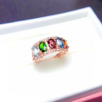 De Ring van de Vinger van het kristal, Messing, met Kristal, Geometrisch Patroon, plated, verstelbaar & voor vrouw, meer kleuren voor de keuze, Maat:6-8, Verkocht door PC