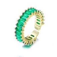Cúbicos Circonia Micro Pave anillo de latón, metal, chapado en oro real, ajustable & micro arcilla de zirconia cúbica & para mujer, tamaño:6-8, Vendido por UD