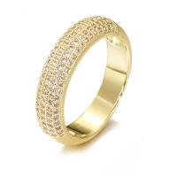 Cúbicos Circonia Micro Pave anillo de latón, metal, chapado en color dorado, diverso tamaño para la opción & micro arcilla de zirconia cúbica & para mujer, tamaño:6-9, Vendido por UD