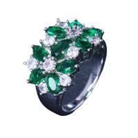 Cubic Zirconia Micro Pave Brass Ring Flower platinum plated micro pave cubic zirconia & for woman Sold By PC