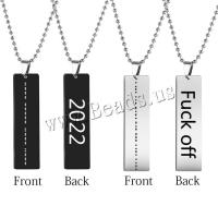 Stainless Steel Jewelry Necklace 304 Stainless Steel Rectangle Unisex & ball chain & with letter pattern Length Approx 23.62 Inch Sold By PC