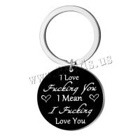 Bag Purse Charms Keyrings Keychains, 304 Stainless Steel, Flat Round, Vacuum Ion Plating, Unisex & different size for choice & with letter pattern, more colors for choice, Sold By PC