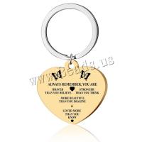 Bag Purse Charms Keyrings Keychains 304 Stainless Steel Heart Vacuum Ion Plating Unisex & with letter pattern 30mm Sold By PC