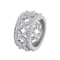 Cubic Zirconia Micro Pave Brass Ring Cupronickel platinum plated Unisex & micro pave cubic zirconia US Ring Sold By PC