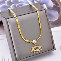 Titanium Steel Necklace with 1.97inch extender chain Vacuum Ion Plating fashion jewelry & for woman & with rhinestone golden Length Approx 15.75 Inch Sold By PC