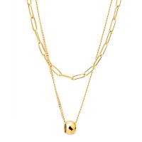 Titanstahl Halskette, mit Verlängerungskettchen von 1.97inch, Doppelschicht & Modeschmuck & für Frau, goldfarben, Länge:ca. 16.93 ZollInch, verkauft von PC