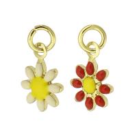Brass Jewelry Pendants, Flower, gold color plated, fashion jewelry & for woman & enamel, more colors for choice, 7x10x3mm, Hole:Approx 2.5mm, Sold By PC