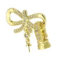 Fermoirs bijoux en laiton, Placage de couleur d'or, bijoux de mode & DIY & pavé de micro zircon, doré, 20mm, Vendu par PC
