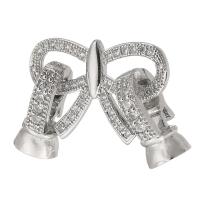 Brass Jewelry Clasps silver color plated fashion jewelry & DIY & micro pave cubic zirconia silver color 16mm Sold By PC