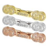 Brass Fold Over Clasp plated fashion jewelry & DIY & micro pave cubic zirconia 32mm Sold By PC