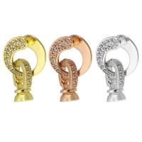 Brass Jewelry Clasps, plated, fashion jewelry & DIY & micro pave cubic zirconia, more colors for choice, 23mm, Sold By PC