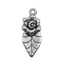 Tibetan Style Flower Pendants, antique silver color plated, vintage & DIY, nickel, lead & cadmium free, 13x32mm, Sold By PC