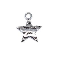 Tibetan Style Star Pendant, antique silver color plated, vintage & DIY, nickel, lead & cadmium free, 15x13mm, Sold By PC