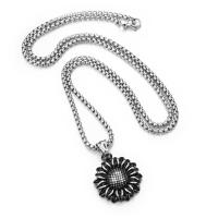 Titanstahl Halskette, Sonnenblume, unisex & verschiedene Stile für Wahl, keine, 26x31mm, Länge:ca. 70 cm, verkauft von PC
