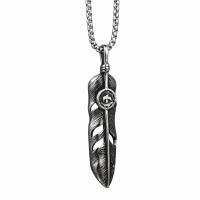 Titanium Steel Necklace, Feather, Unisex & different styles for choice, more colors for choice, 16x69mm, Length:Approx 70 cm, Sold By PC