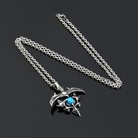 Titanium Steel Necklace with Turquoise Unisex blue Length Approx 70 cm Sold By PC