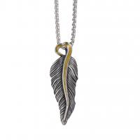 Titanium Steel Necklace, Feather, Unisex & different styles for choice & enamel, more colors for choice, 18x55mm, Sold By PC