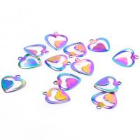 Stainless Steel Heart Pendants, 304 Stainless Steel, Vacuum Ion Plating, DIY & hollow, more colors for choice, 13x12mm, Sold By PC