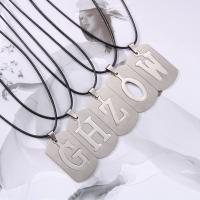 Titanium Steel Necklace, with Wax Cord, Unisex & different styles for choice, original color, 27mm, Length:Approx 17.32 Inch, 50PCs/Bag, Sold By Bag