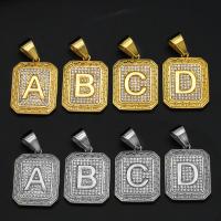 Stainless Steel Letter Pendants 316L Stainless Steel Unisex & with rhinestone Sold By PC