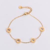 Stainless Steel Jewelry Bracelet 304 Stainless Steel with 1.18inch extender chain 18K gold plated fashion jewelry & for woman & with rhinestone golden Sold Per Approx 7.09 Inch Strand