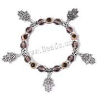 Evil Eye Jewelry Bracelet Natural Stone with Resin & Zinc Alloy Hand silver color plated Unisex & adjustable nickel lead & cadmium free 8mm Length 19 cm Sold By PC